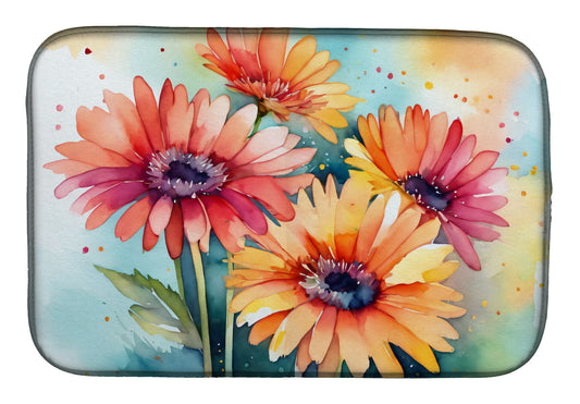 Buy this Gerbera Daisies in Watercolor Dish Drying Mat