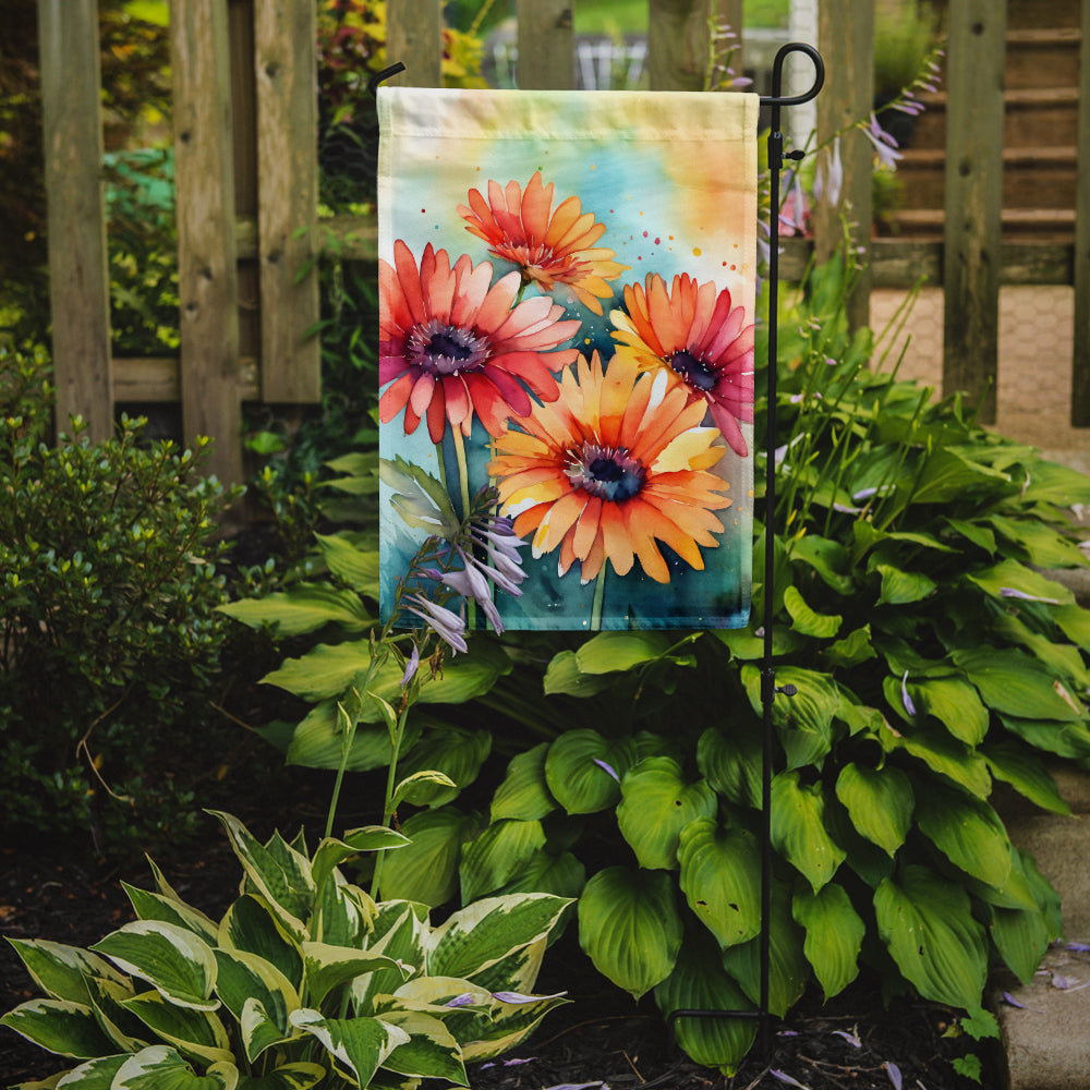 Gerbera Daisies in Watercolor Garden Flag