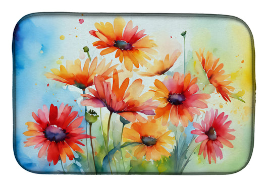 Buy this Gerbera Daisies in Watercolor Dish Drying Mat