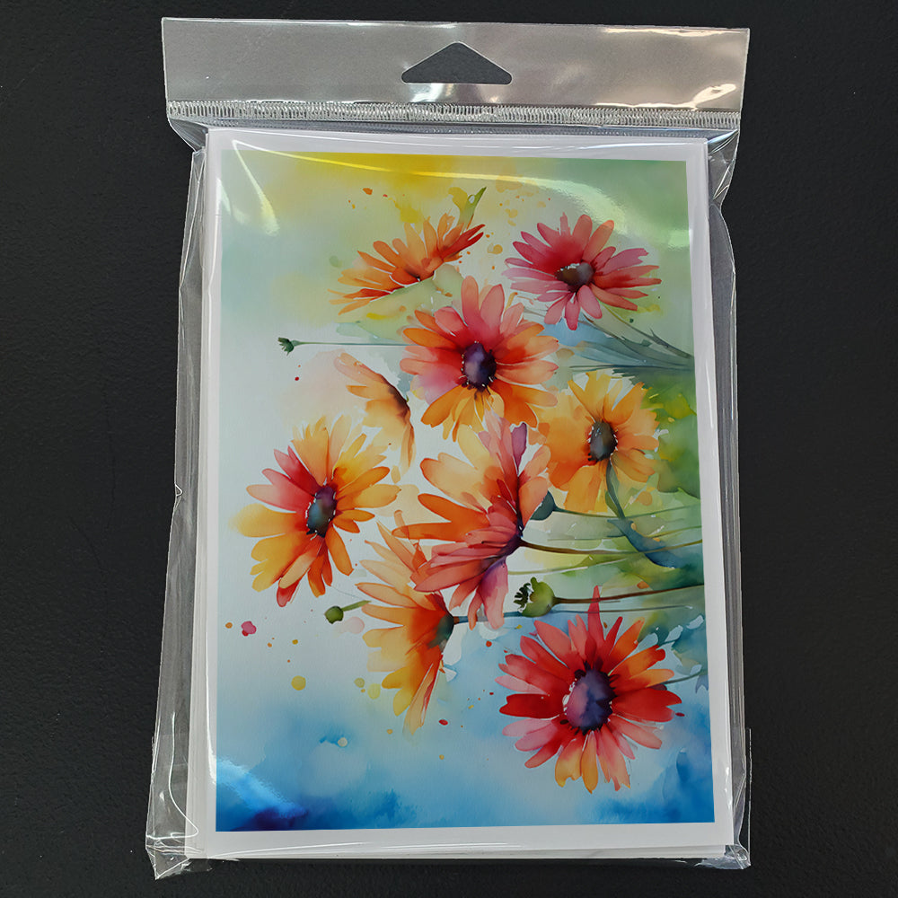Gerbera Daisies in Watercolor Greeting Cards Pack of 8