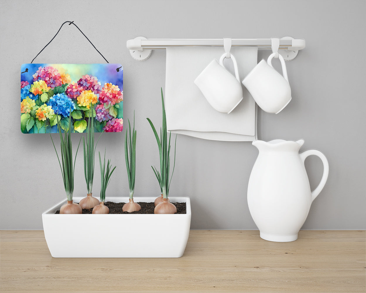 Hydrangeas in Watercolor Wall or Door Hanging Prints