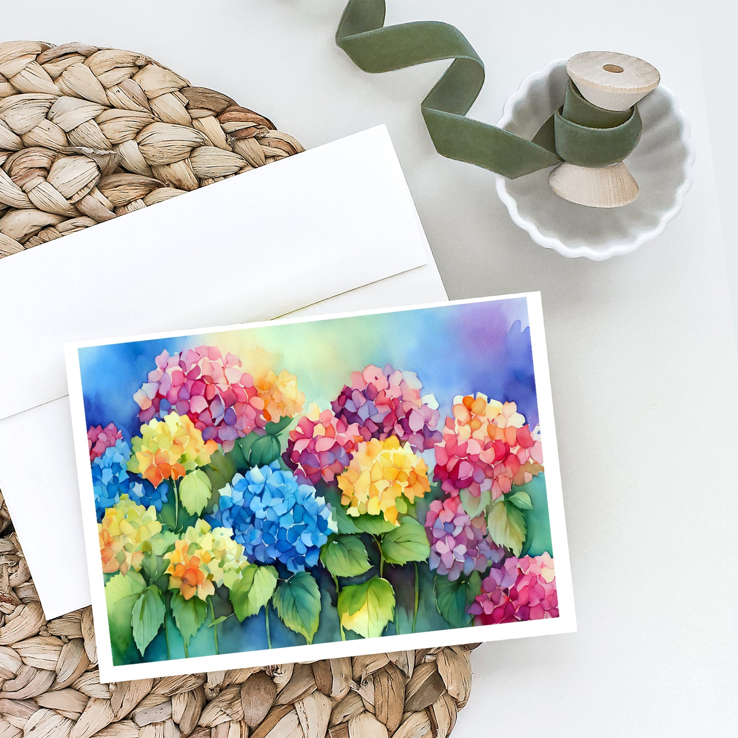 Hydrangeas in Watercolor Greeting Cards Pack of 8