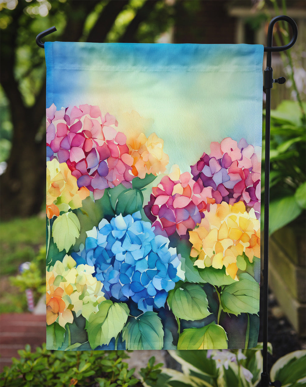 Hydrangeas in Watercolor Garden Flag