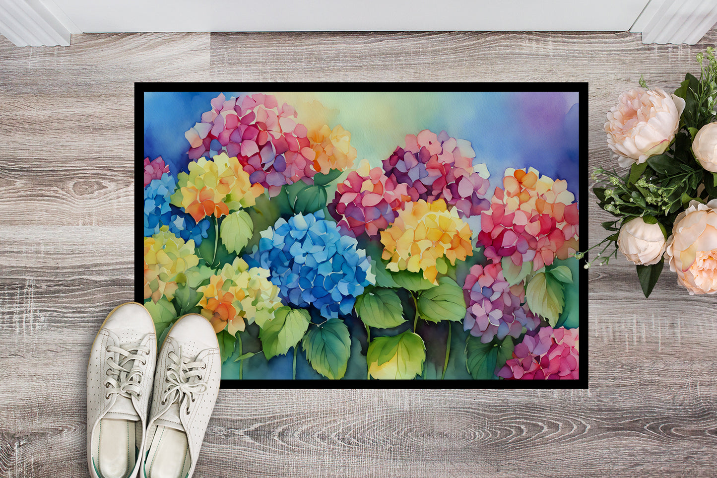 Hydrangeas in Watercolor Doormat