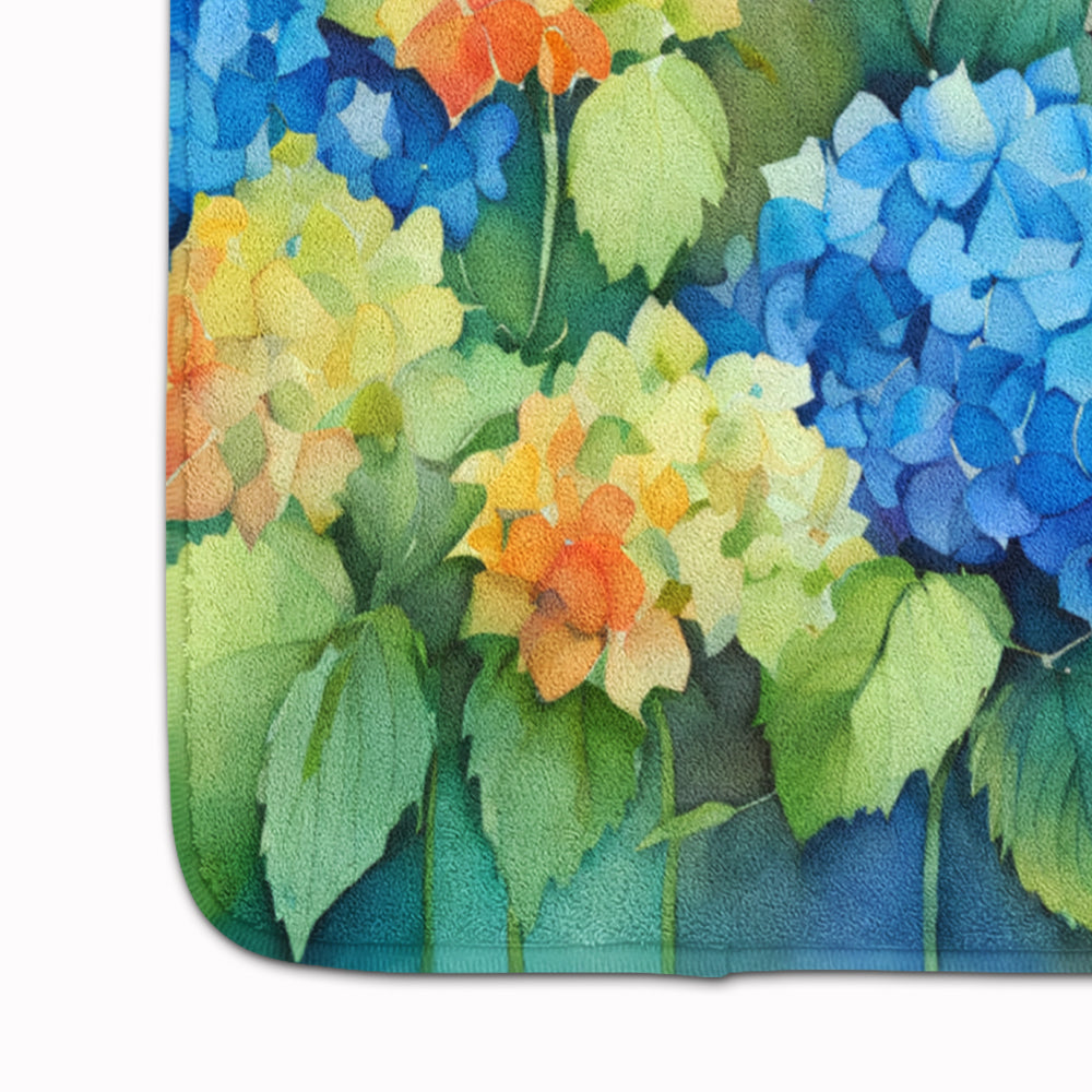 Hydrangeas in Watercolor Memory Foam Kitchen Mat