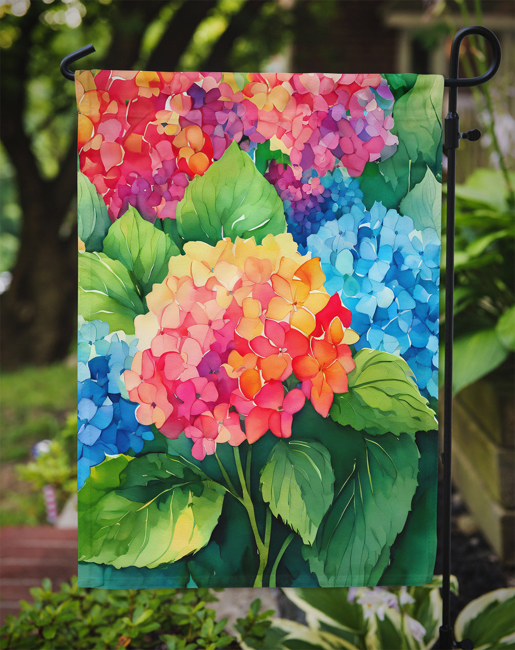 Hydrangeas in Watercolor Garden Flag