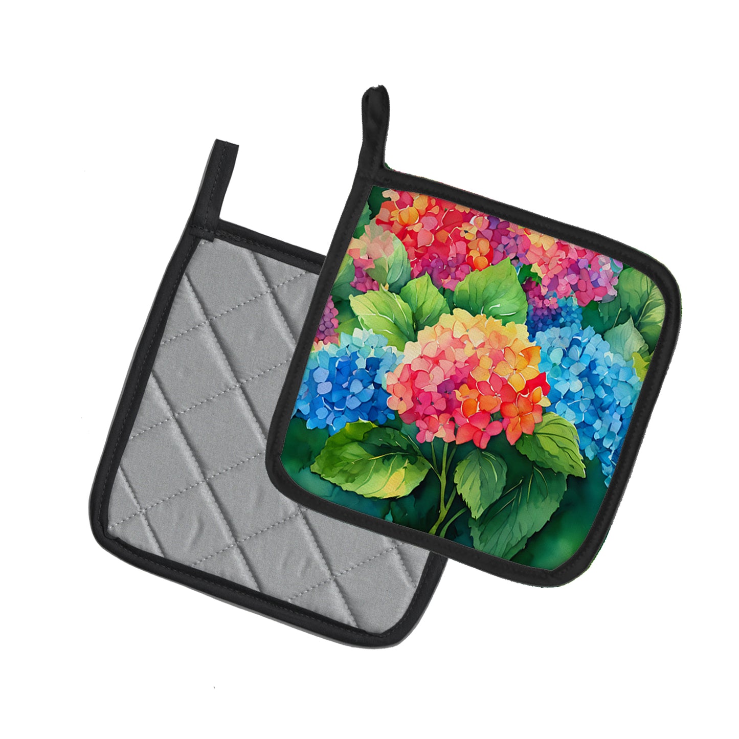 Hydrangeas in Watercolor Pair of Pot Holders