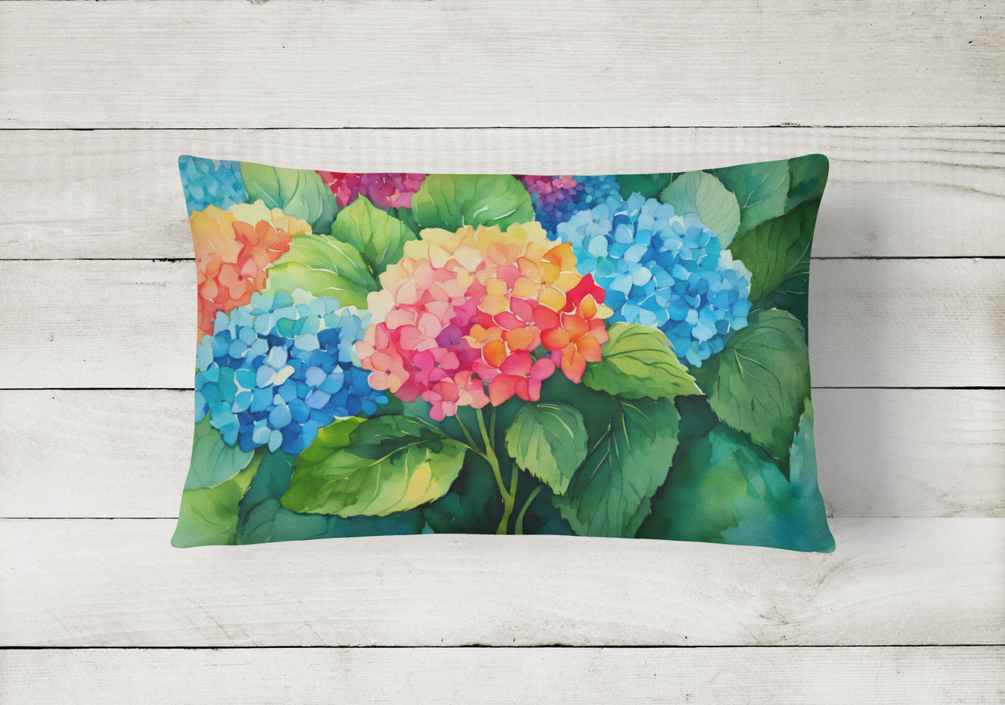 Hydrangeas in Watercolor Throw Pillow