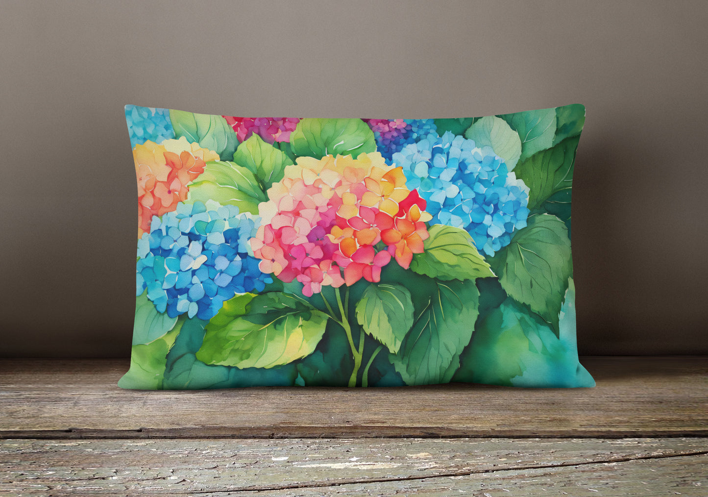 Hydrangeas in Watercolor Throw Pillow
