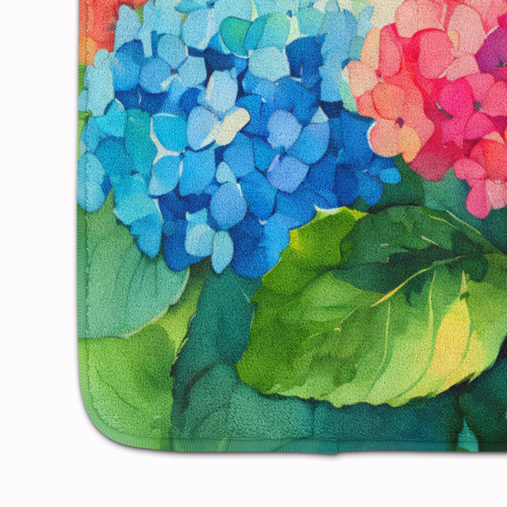 Hydrangeas in Watercolor Memory Foam Kitchen Mat