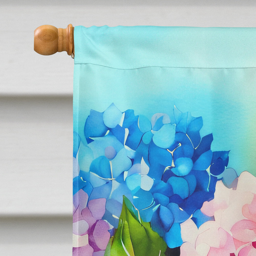 Hydrangeas in Watercolor House Flag
