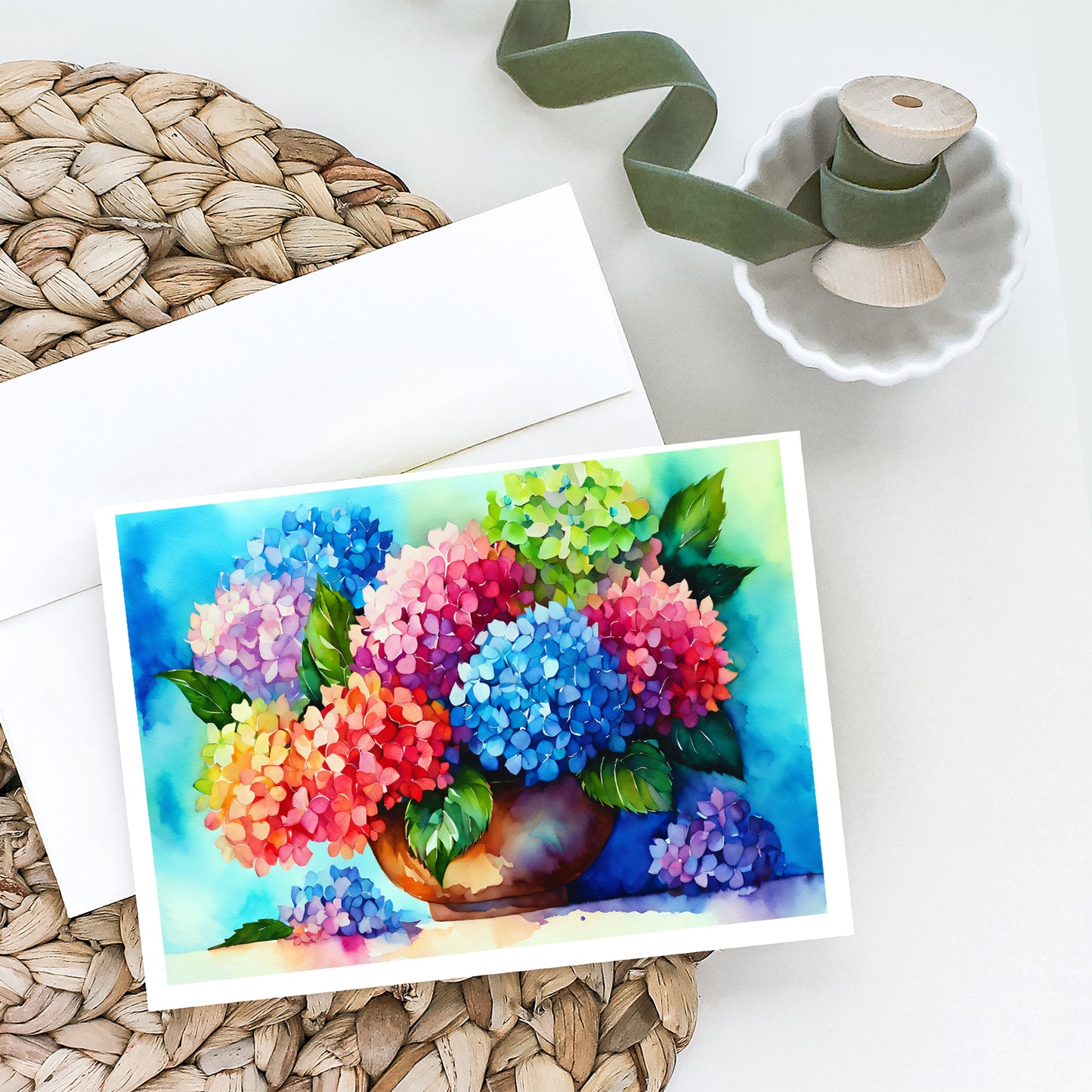 Hydrangeas in Watercolor Greeting Cards Pack of 8