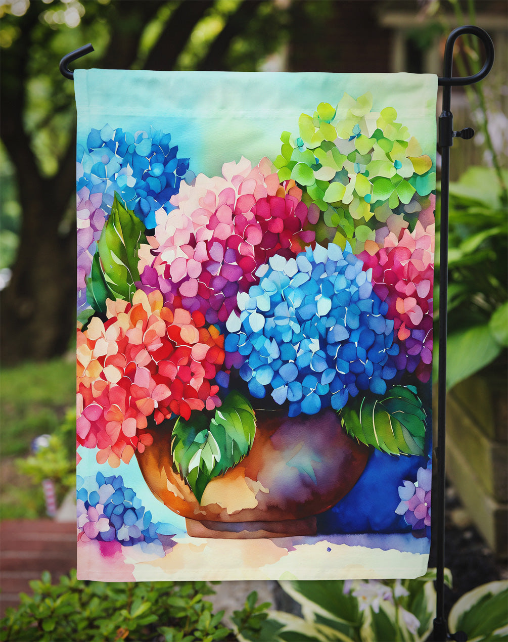 Hydrangeas in Watercolor Garden Flag