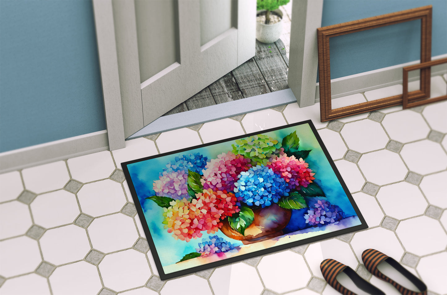 Hydrangeas in Watercolor Doormat