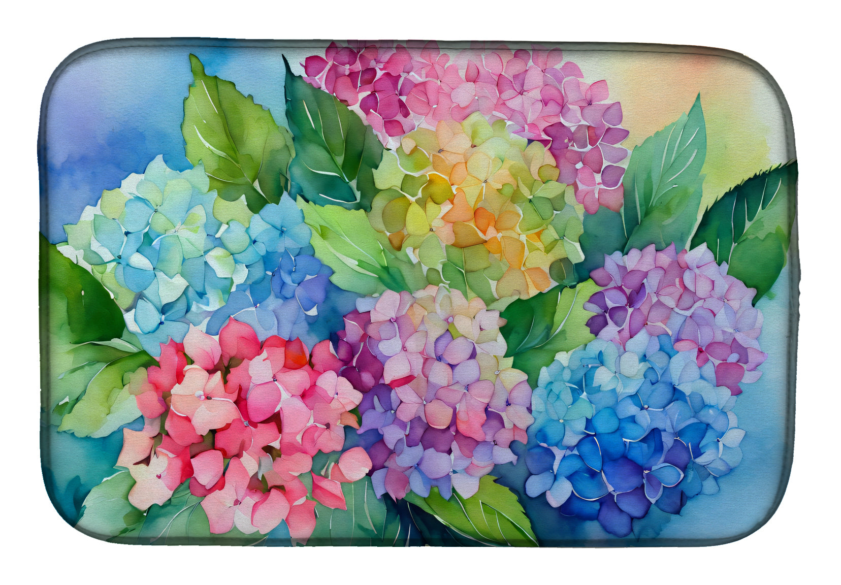 Buy this Hydrangeas in Watercolor Dish Drying Mat