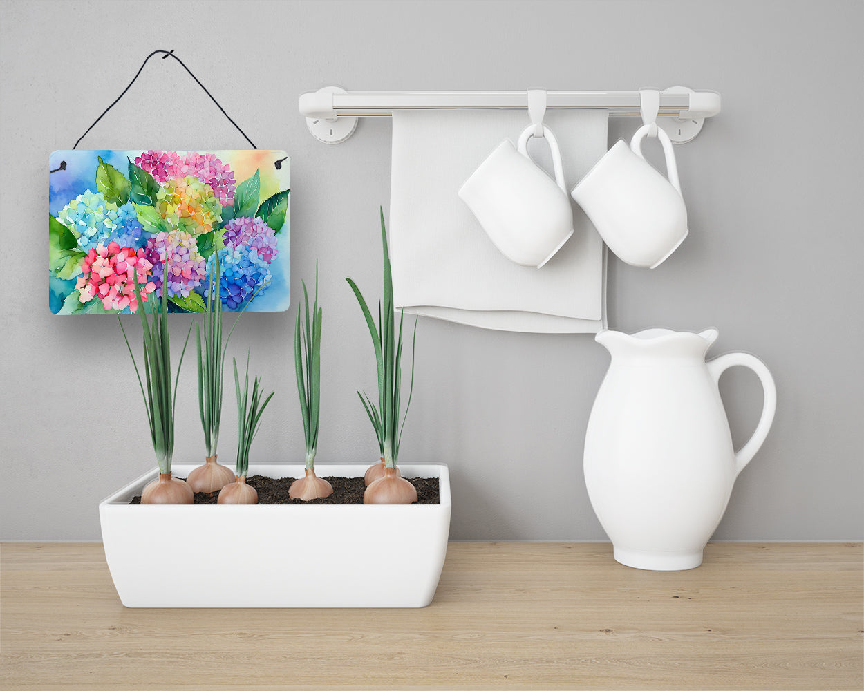 Hydrangeas in Watercolor Wall or Door Hanging Prints