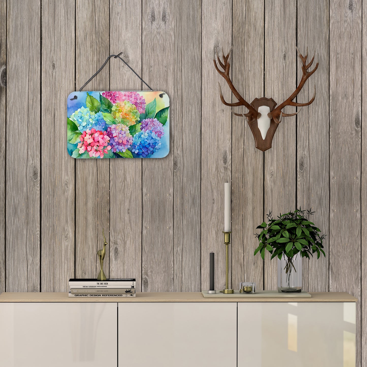 Hydrangeas in Watercolor Wall or Door Hanging Prints