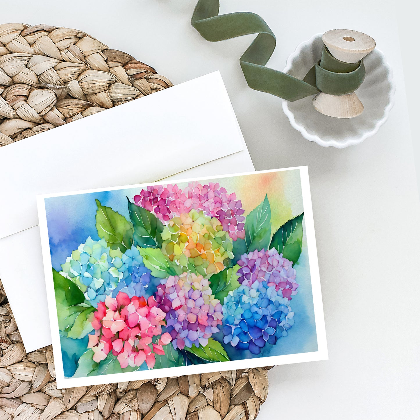 Hydrangeas in Watercolor Greeting Cards Pack of 8