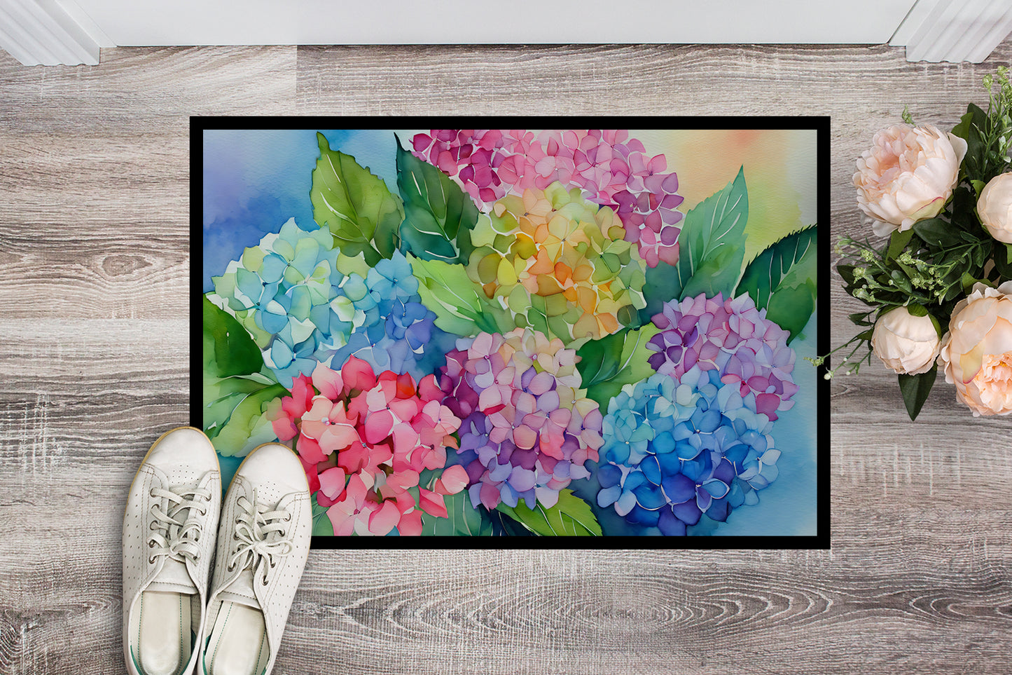 Hydrangeas in Watercolor Doormat