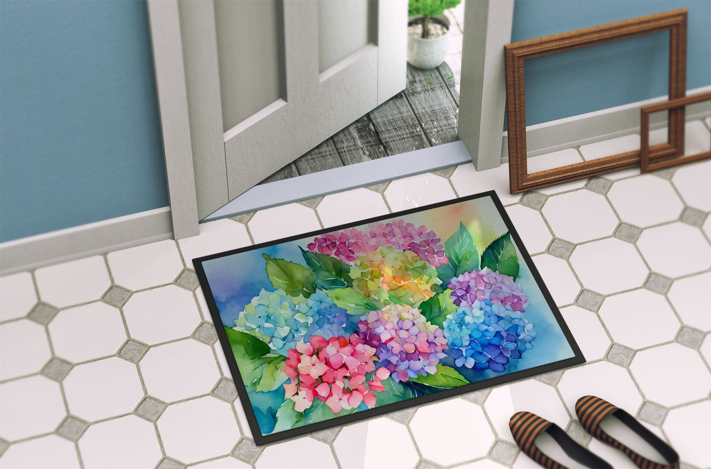 Hydrangeas in Watercolor Doormat