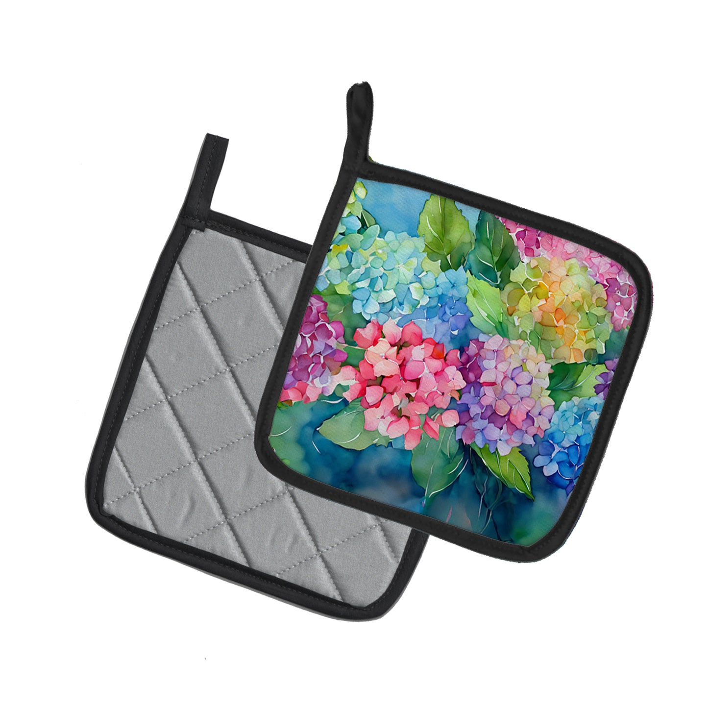 Hydrangeas in Watercolor Pair of Pot Holders