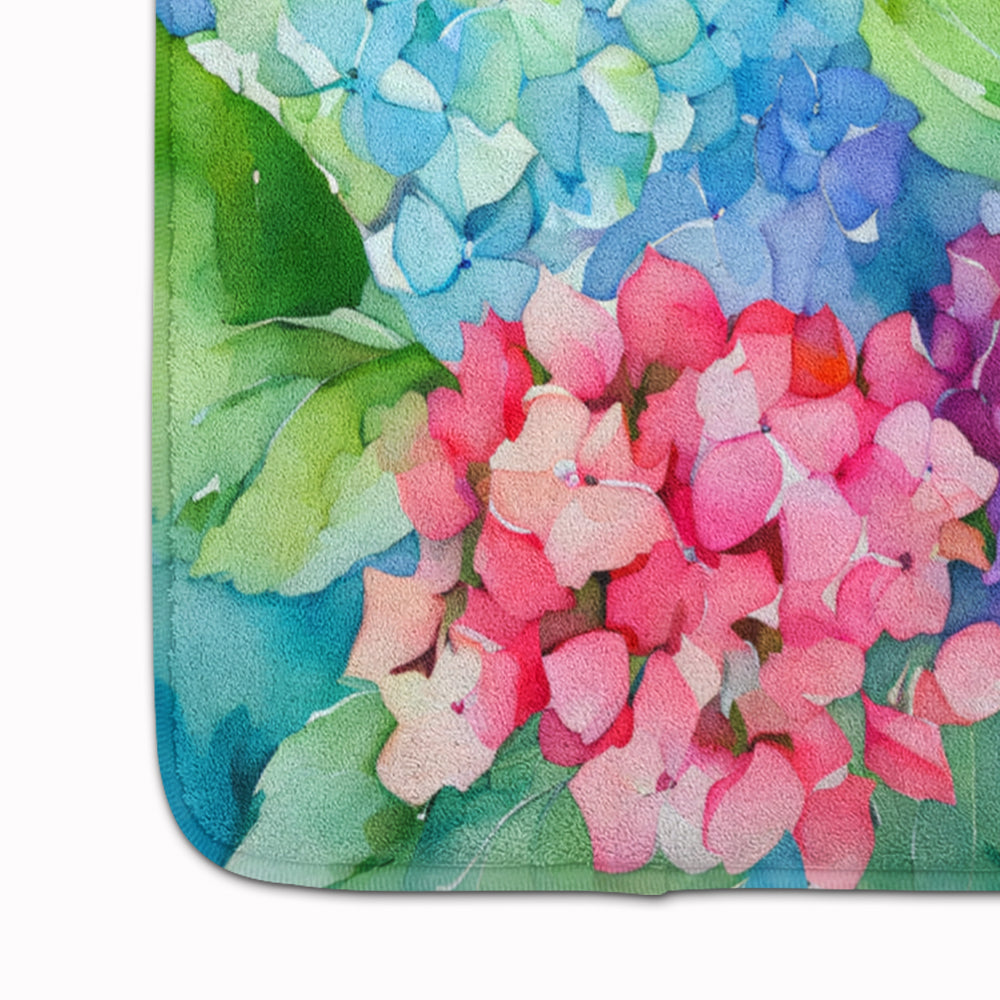 Hydrangeas in Watercolor Memory Foam Kitchen Mat