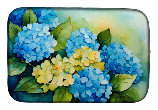 Buy this Hydrangeas in Watercolor Dish Drying Mat