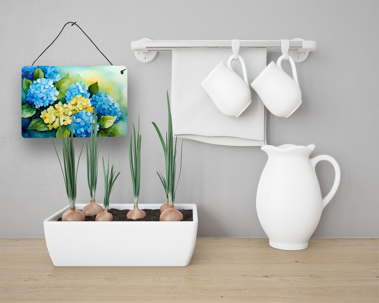 Hydrangeas in Watercolor Wall or Door Hanging Prints