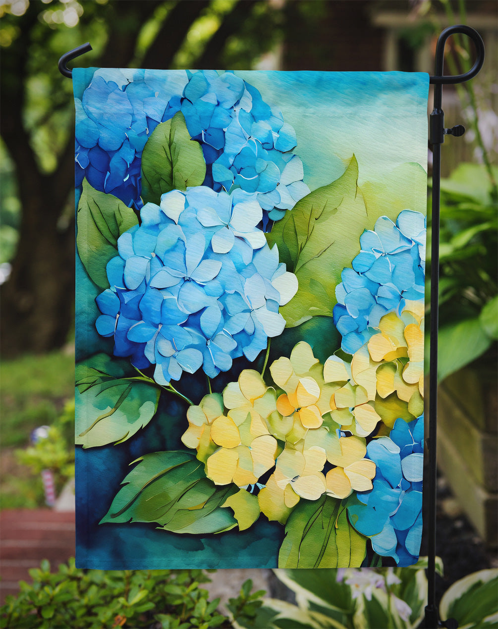 Hydrangeas in Watercolor Garden Flag
