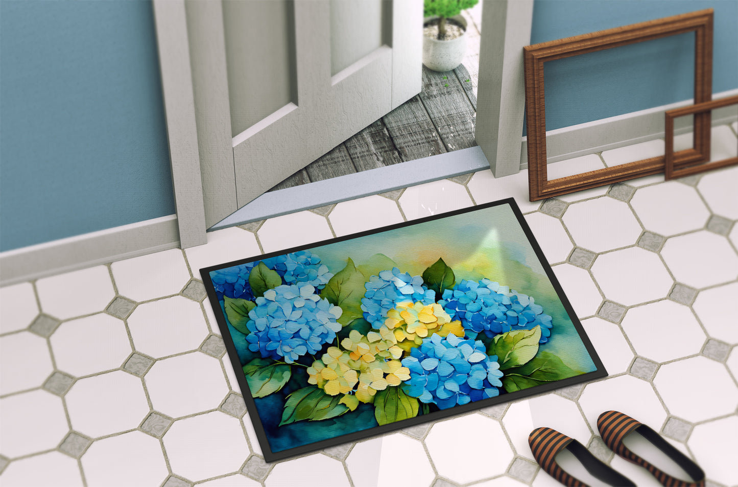 Hydrangeas in Watercolor Doormat