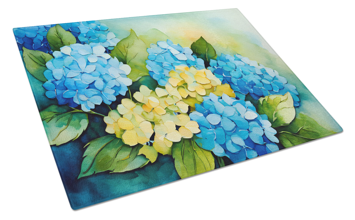 Buy this Hydrangeas in Watercolor Glass Cutting Board