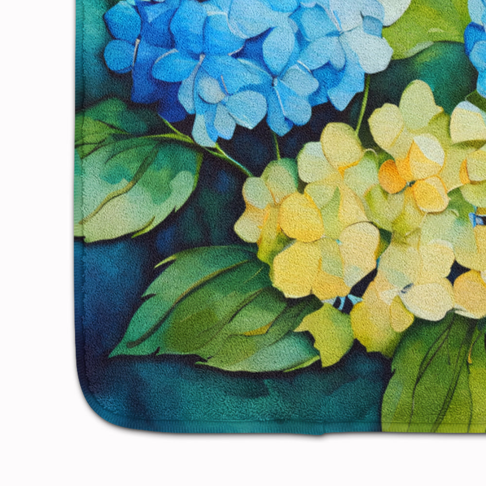 Hydrangeas in Watercolor Memory Foam Kitchen Mat