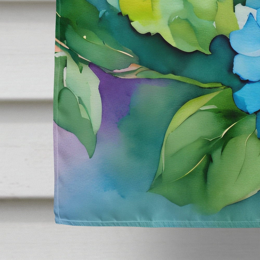 Hydrangeas in Watercolor House Flag