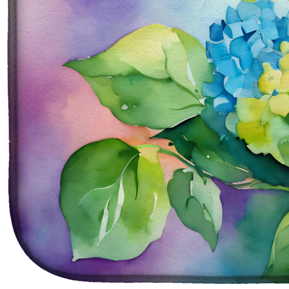 Hydrangeas in Watercolor Dish Drying Mat