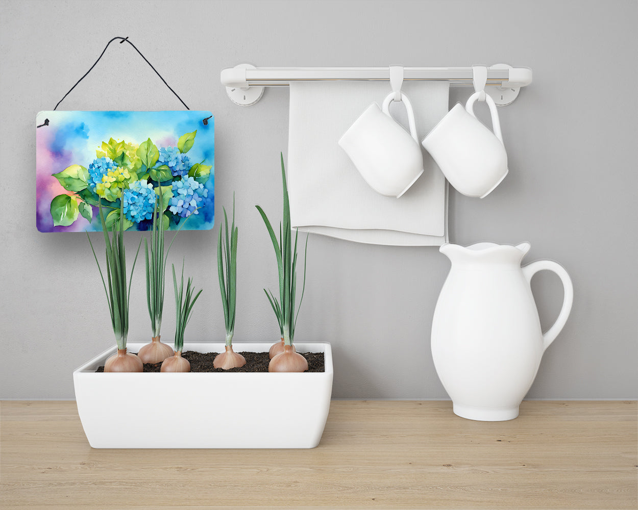 Hydrangeas in Watercolor Wall or Door Hanging Prints