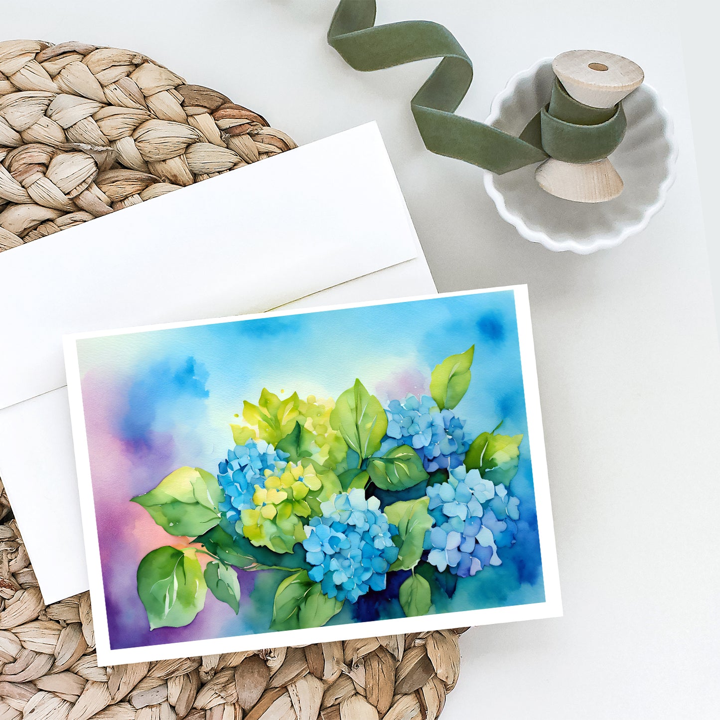 Hydrangeas in Watercolor Greeting Cards Pack of 8