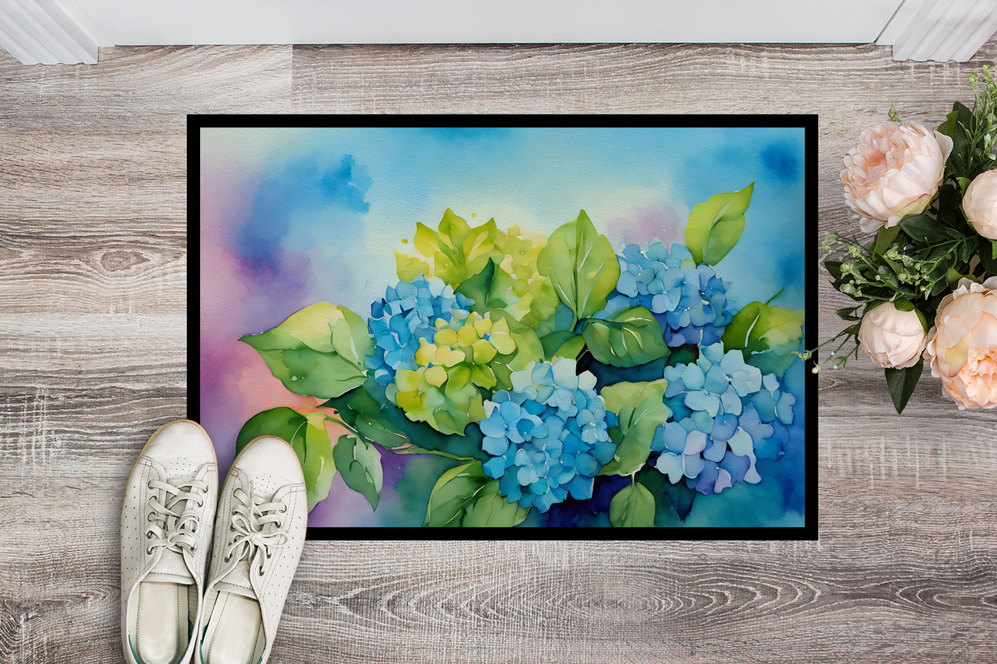 Hydrangeas in Watercolor Doormat