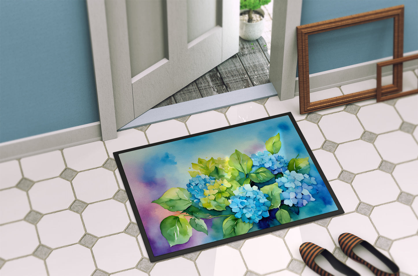 Hydrangeas in Watercolor Doormat