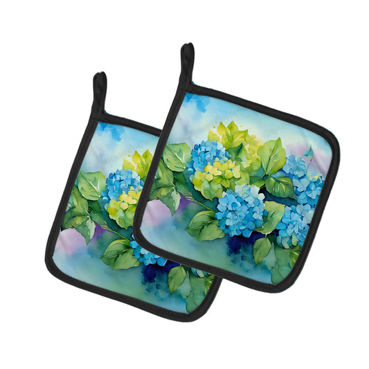 Buy this Hydrangeas in Watercolor Pair of Pot Holders