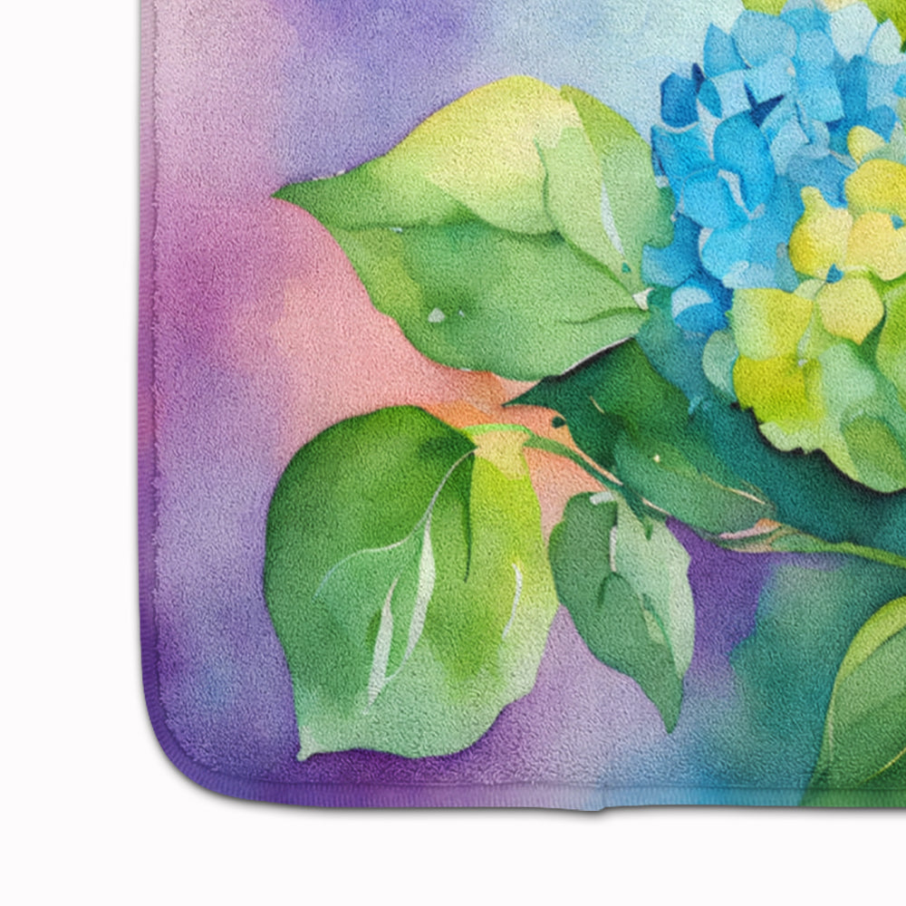 Hydrangeas in Watercolor Memory Foam Kitchen Mat