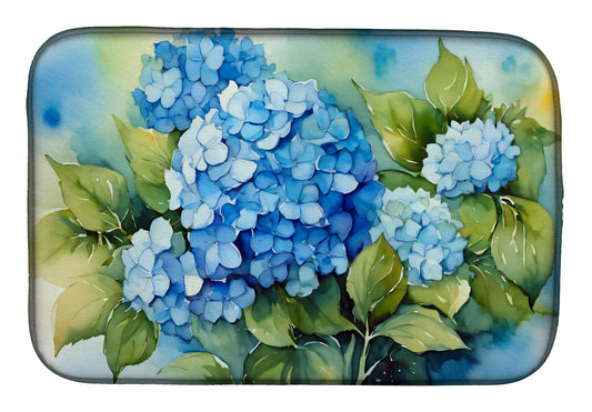 Buy this Hydrangeas in Watercolor Dish Drying Mat