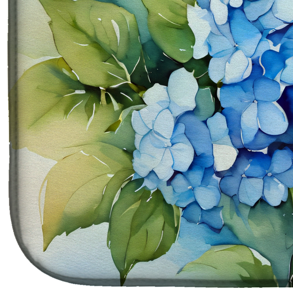 Hydrangeas in Watercolor Dish Drying Mat