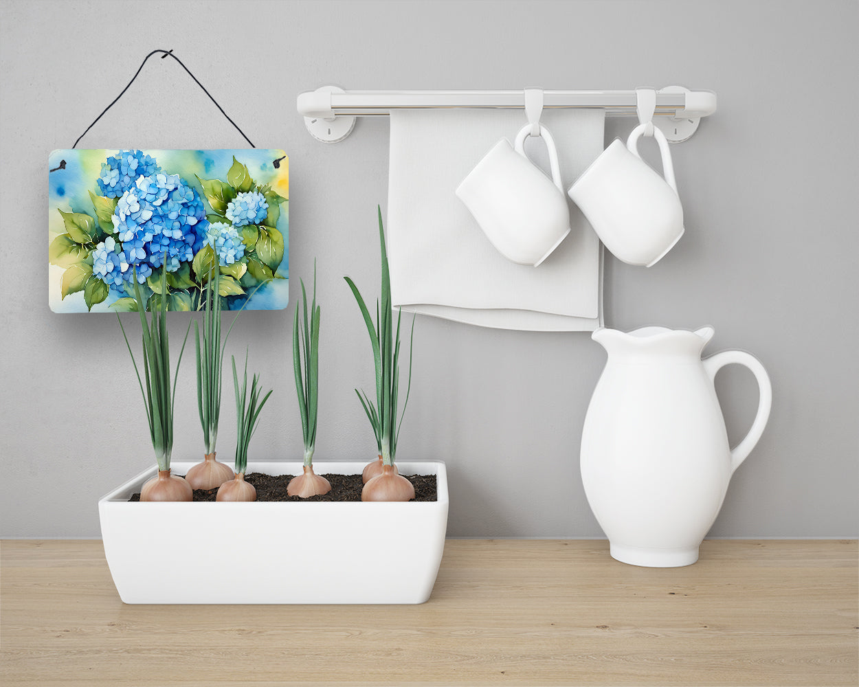 Hydrangeas in Watercolor Wall or Door Hanging Prints