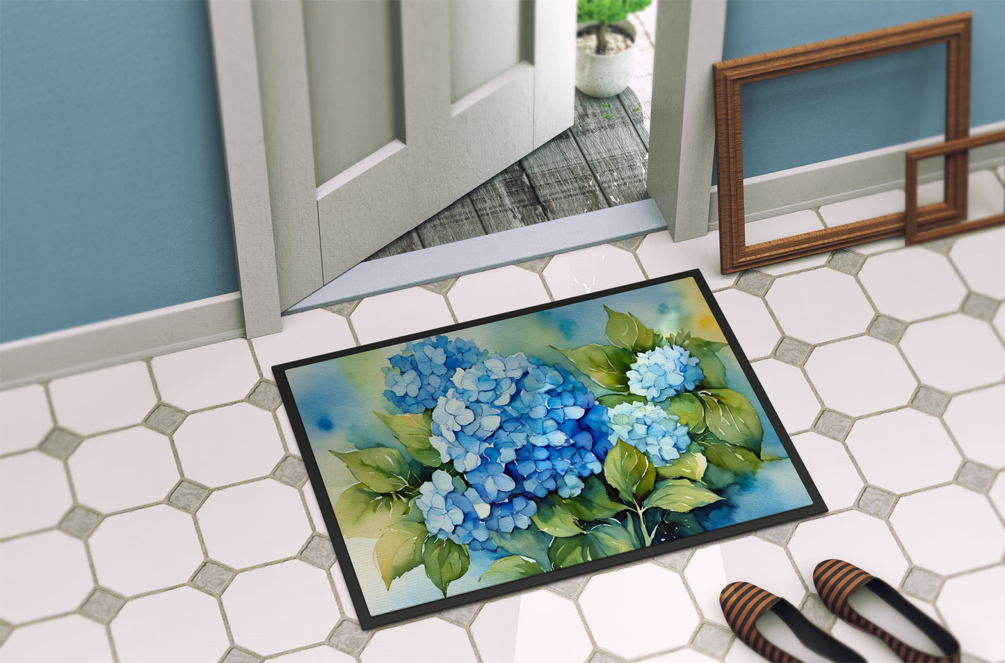 Hydrangeas in Watercolor Doormat