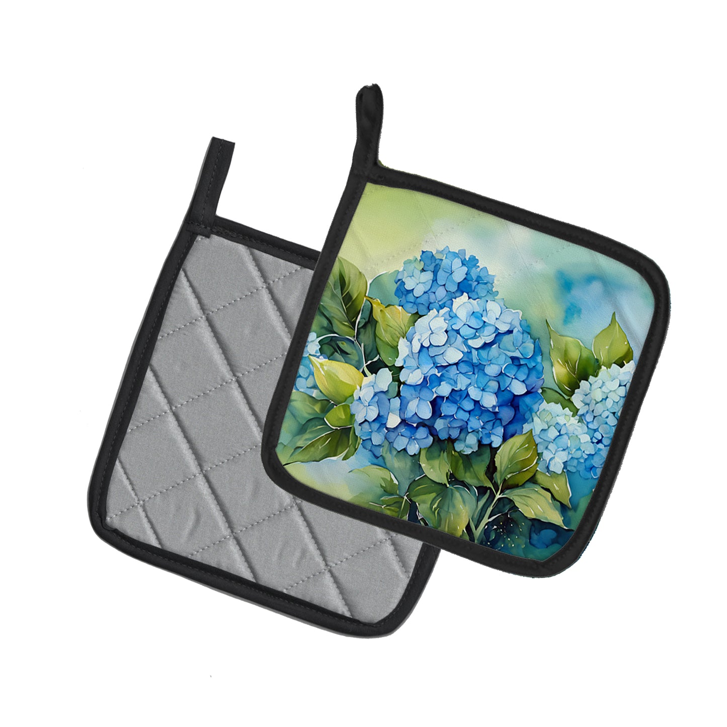 Hydrangeas in Watercolor Pair of Pot Holders