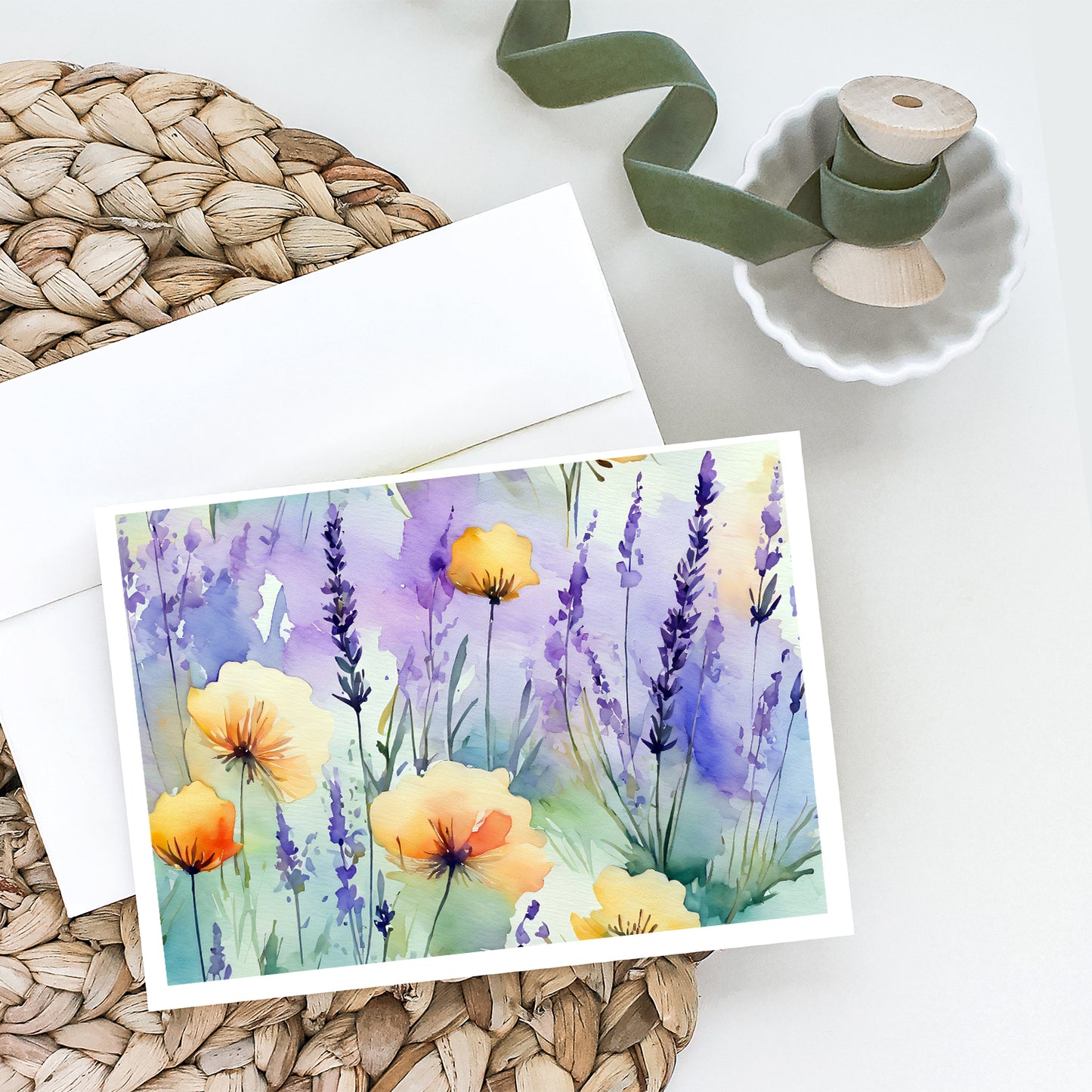 Lavender in Watercolor Greeting Cards Pack of 8