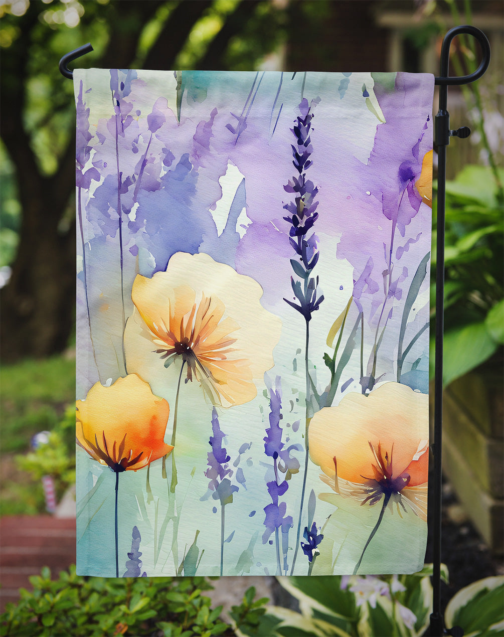 Lavender in Watercolor Garden Flag