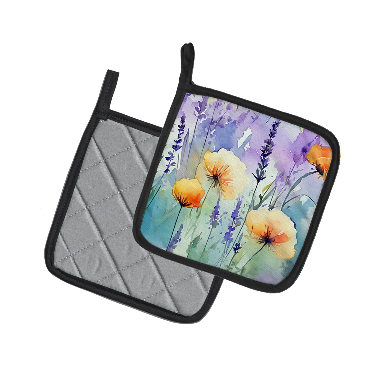 Lavender in Watercolor Pair of Pot Holders