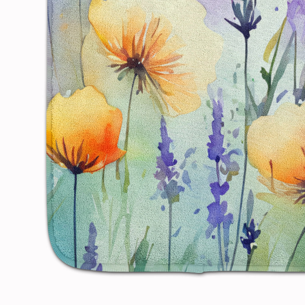 Lavender in Watercolor Memory Foam Kitchen Mat