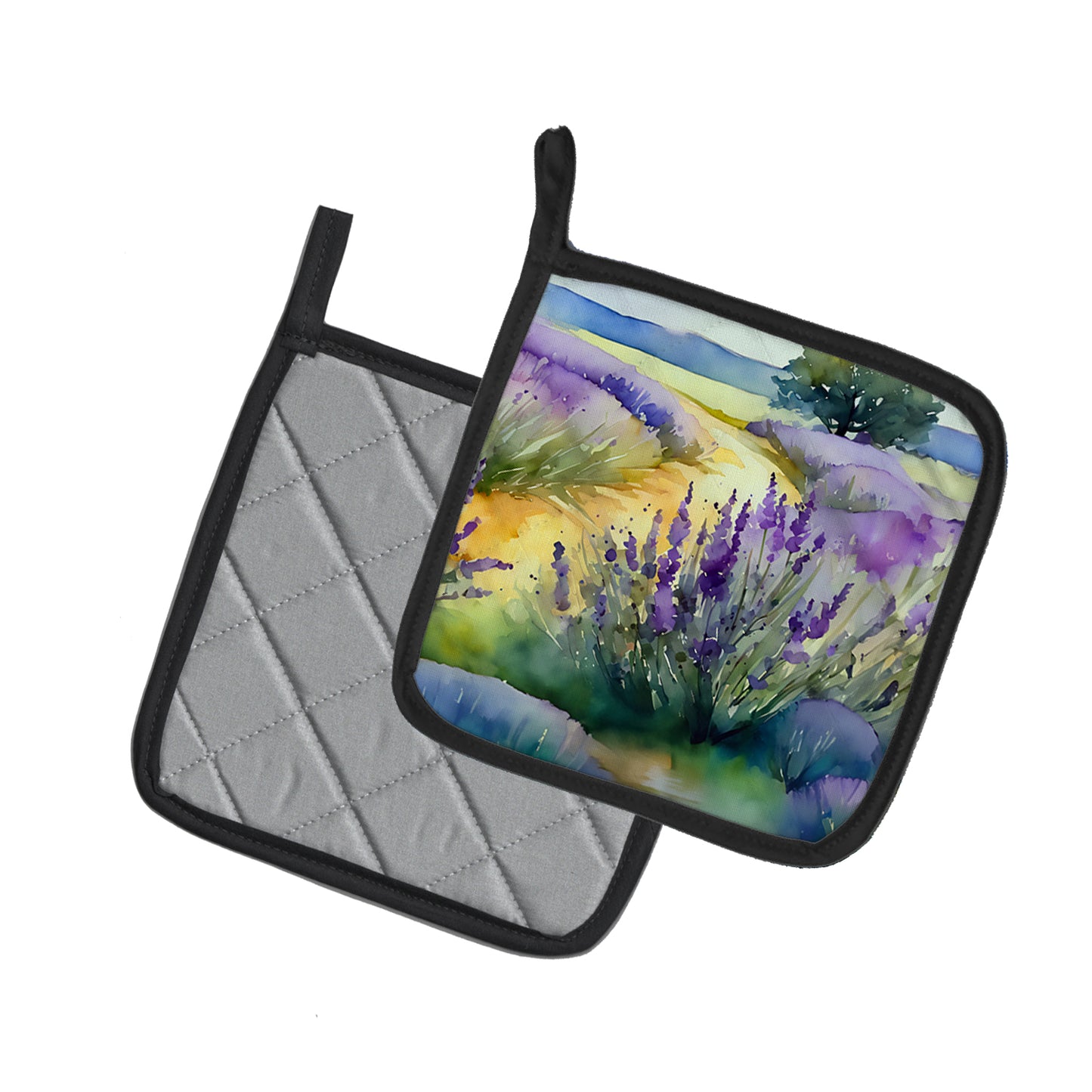 Lavender in Watercolor Pair of Pot Holders